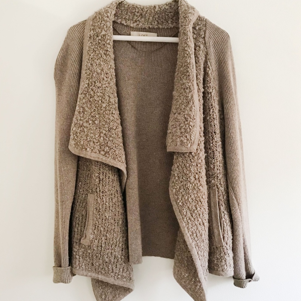 Loft Boucle Open Sweater Cardigan